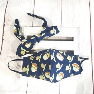 Baby yoda headband and matching face mask